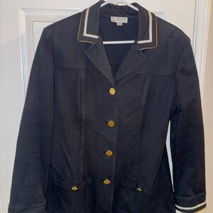 St. John Sport Blazer Navy blue with Gold & white Trim. Embroidered buttons.